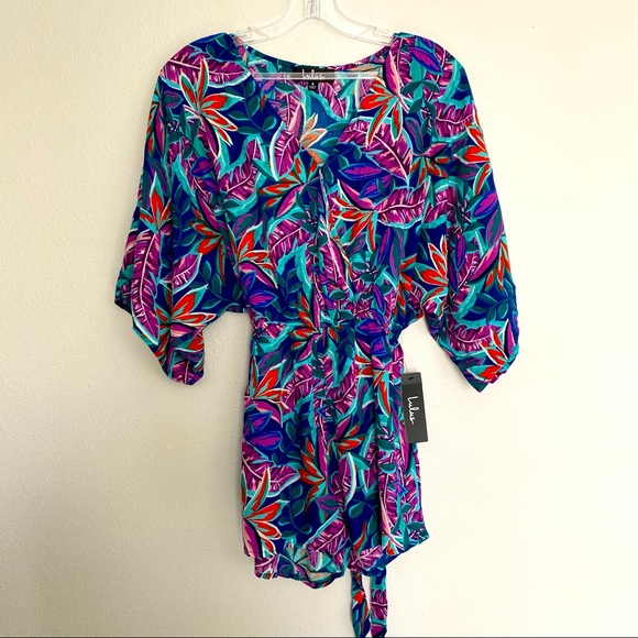 New Lulus Hypnotized Purple Print Romper size S - Picture 7 of 16